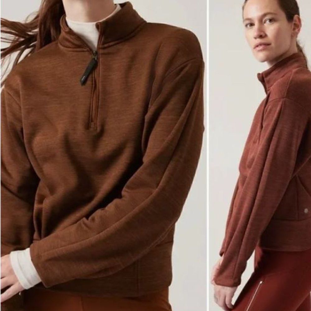 ATHLETA Altitude Polartec Half Zip Sweatshirt Mahogany Heather Size Small